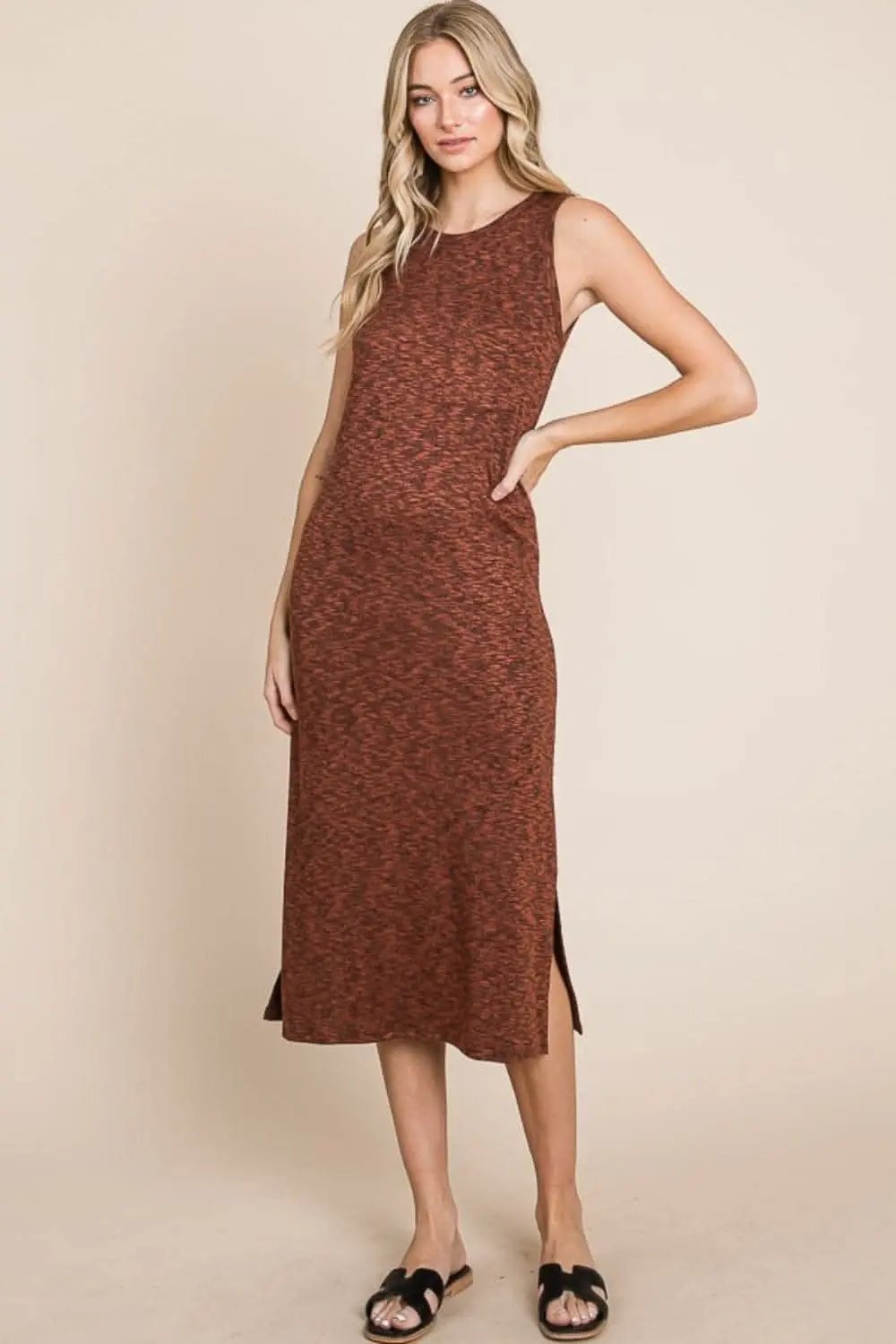 Chic Sleeveless Midi Dress With Slit for Effortless Style - Love Salve